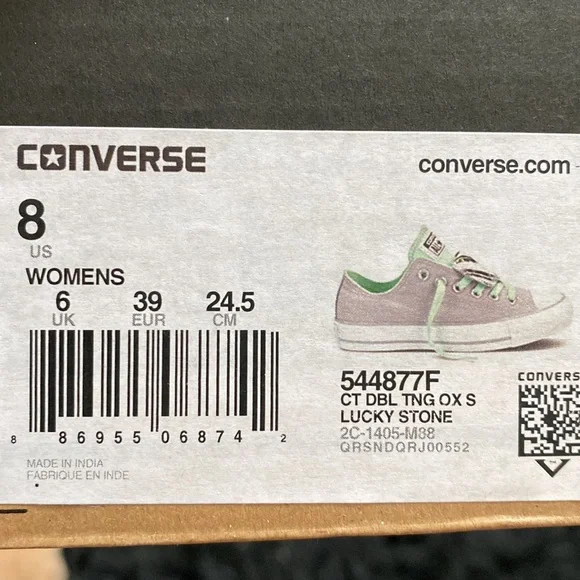 Light Gray and Mint Double Tongue Converse - Picture 7 of 7